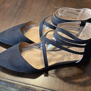 Journee Collection Black Multi-Strap Flats